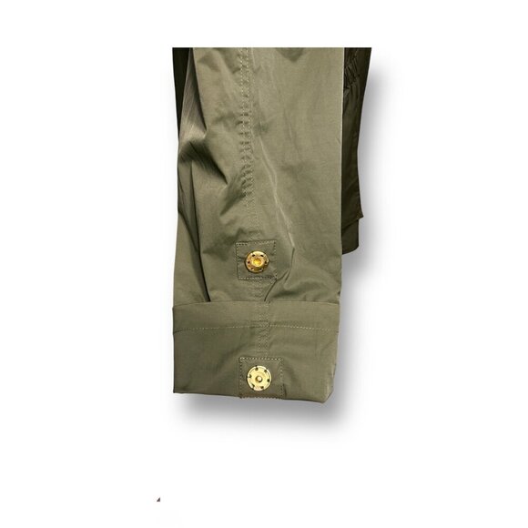 Antonio Melani Olive Green Erin Trench Coat Hooded Gold Zip Utility Outside XL - Picture 11 of 14